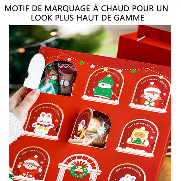 Noël peut placer des cookies et autres cadeaux cadeau de noël boîte aveugle de noël coffret cadeau de noël avec 9 grilles enfants